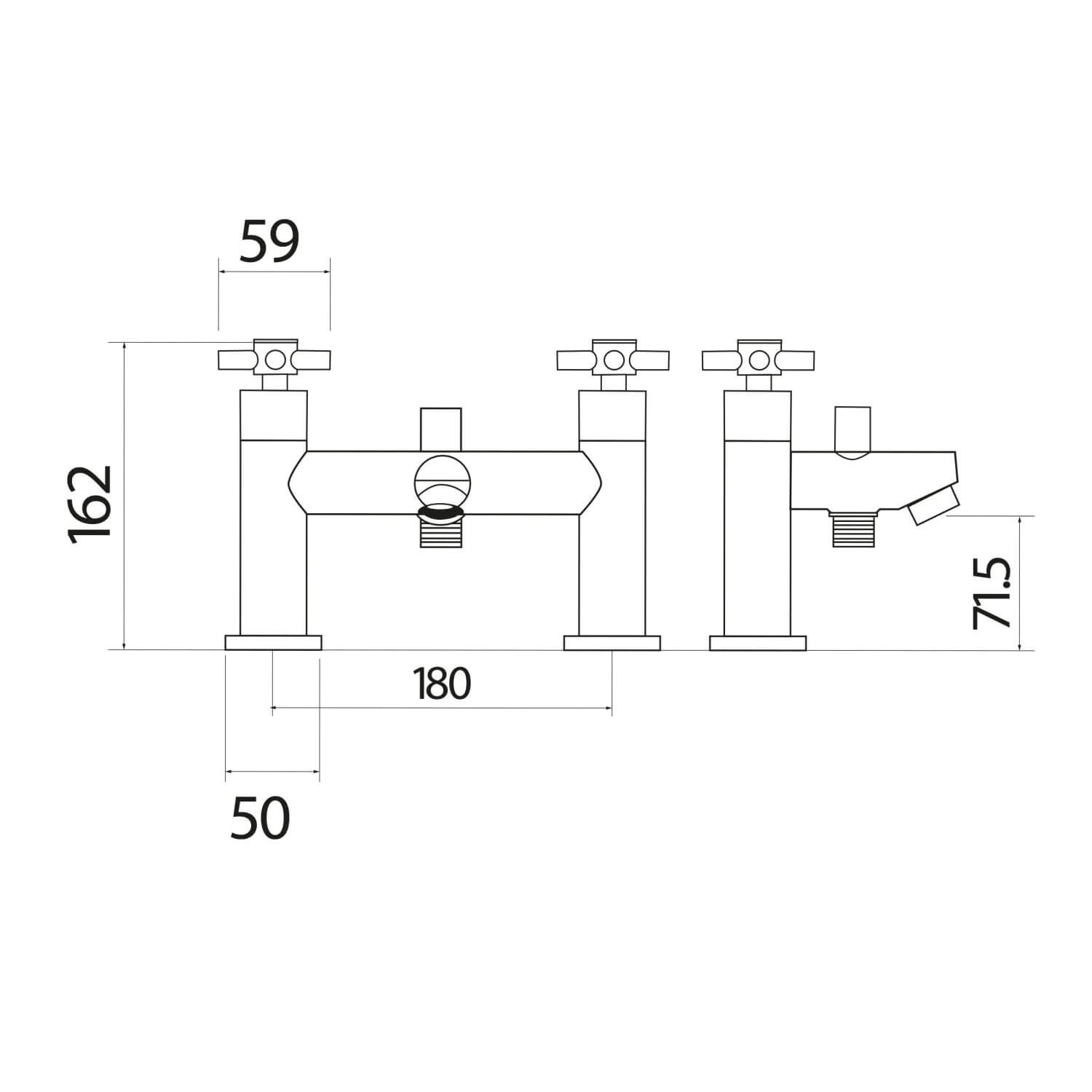 Kross Bath Shower Mixer with shower kit and wall bracket TAP133_2