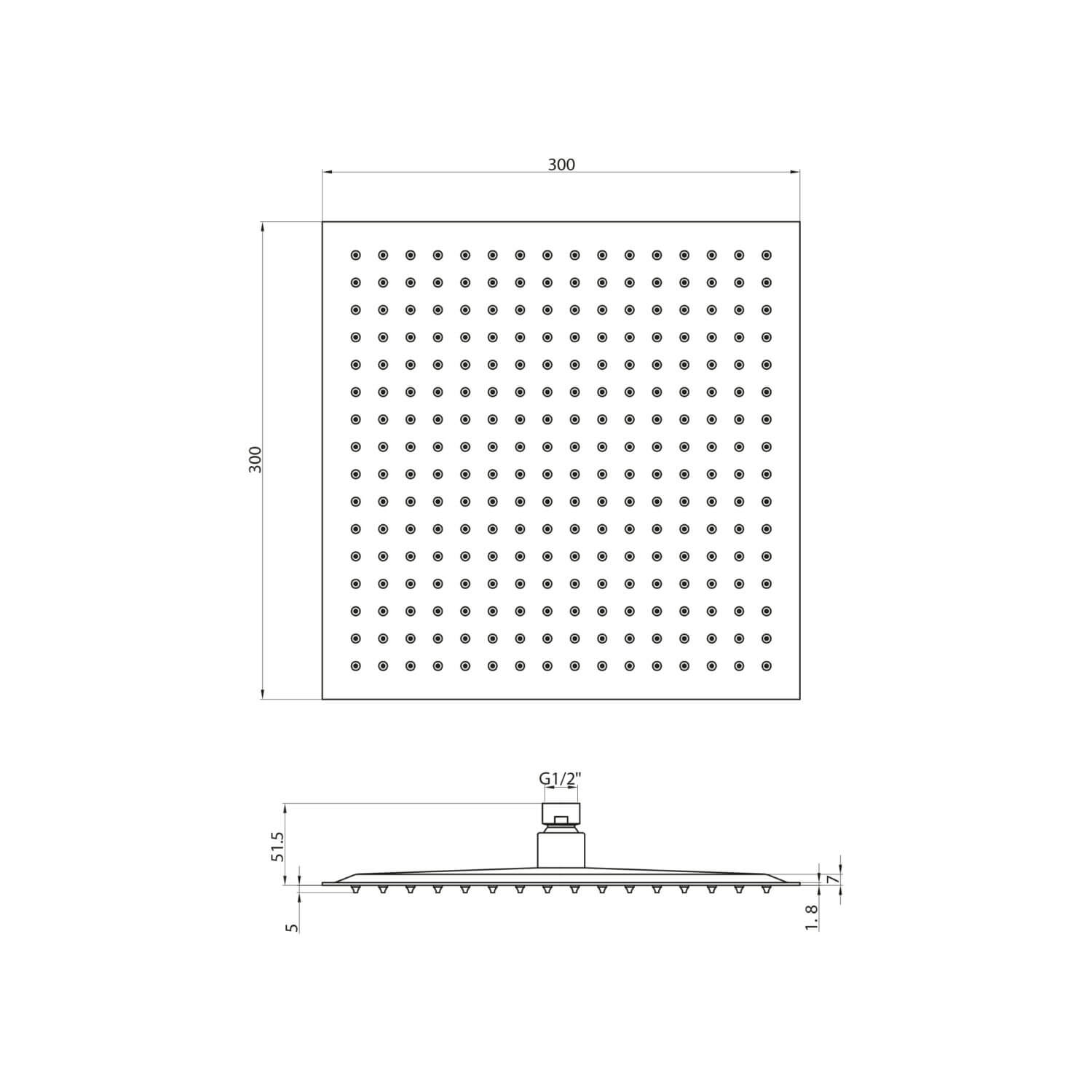 Mono Black Square Stainless Shower Head 300mm BLACK007ORB_2