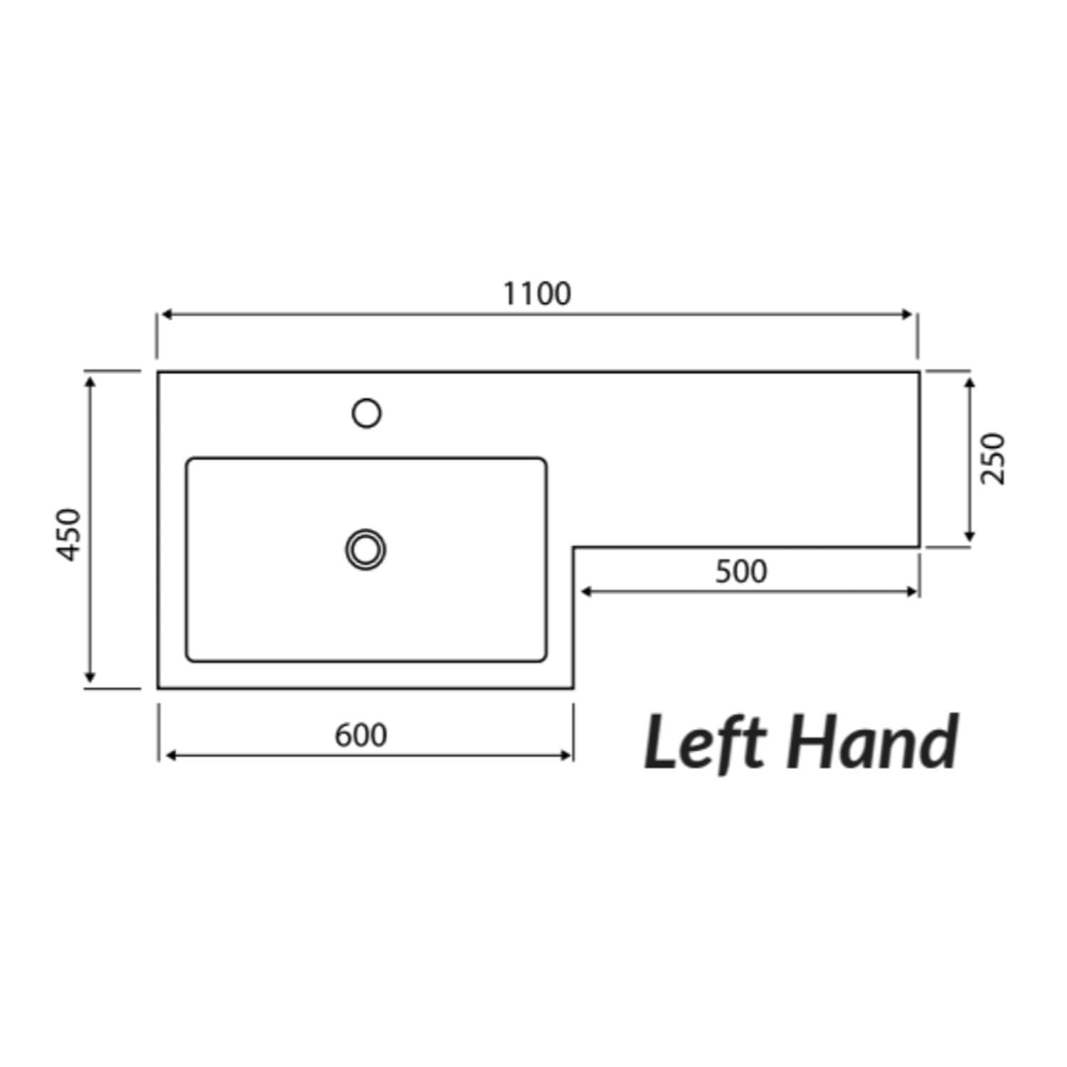 Lili 1100mm Sculptured Stone Basin Left and Right Hand Options L-1100-LEFT_2