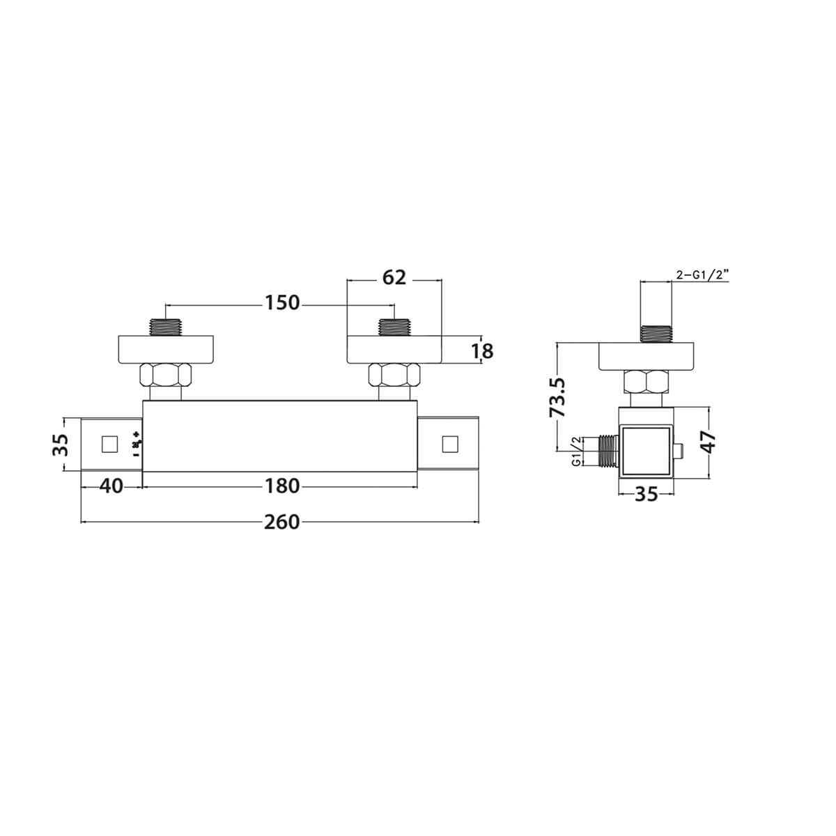 Mono Black Square Exposed Cool Touch Thermostatic Valve BARVALVEBLK002ORB_2
