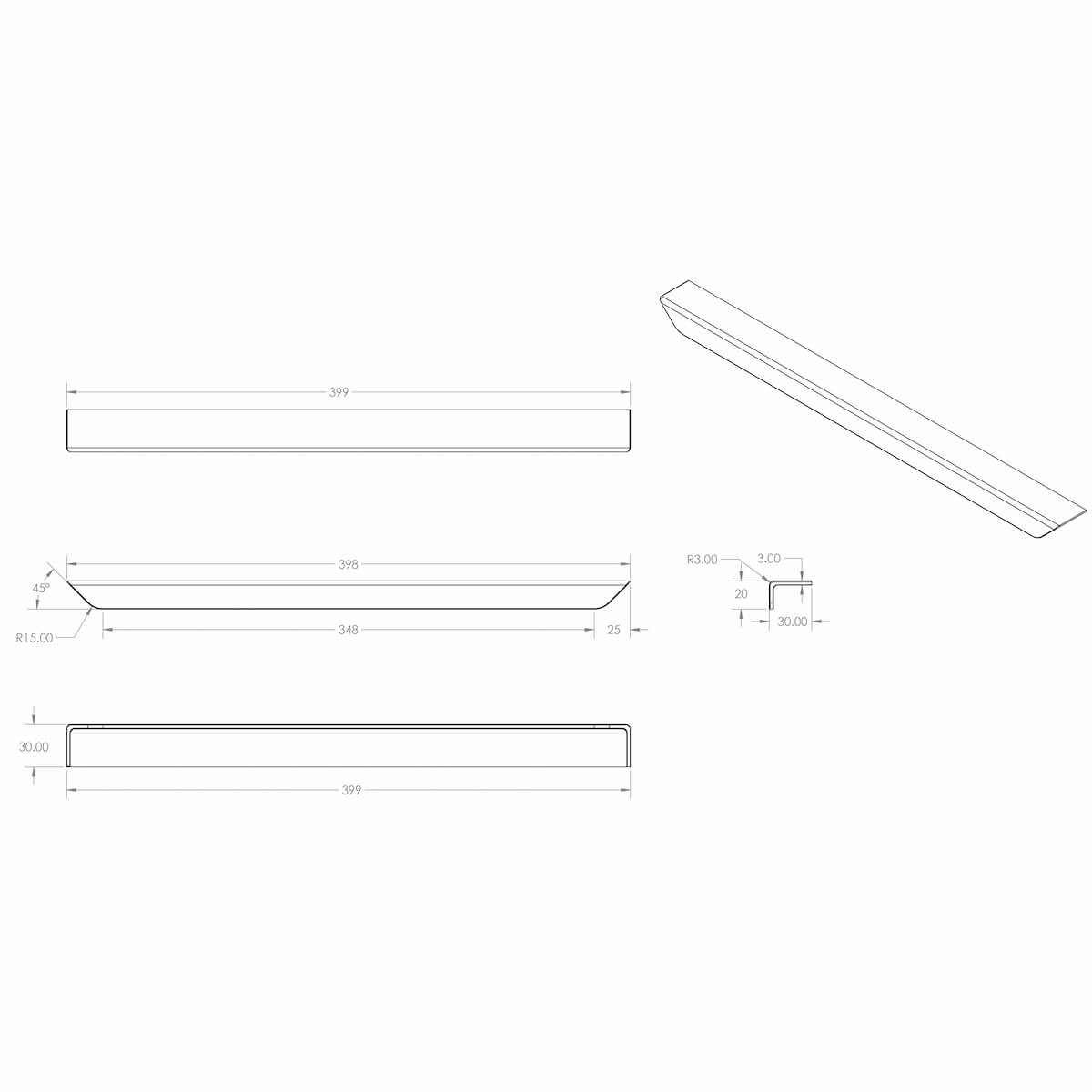 Chevron 40cm Handle - Black CHEVRON-40HANDLE-BLACK_4