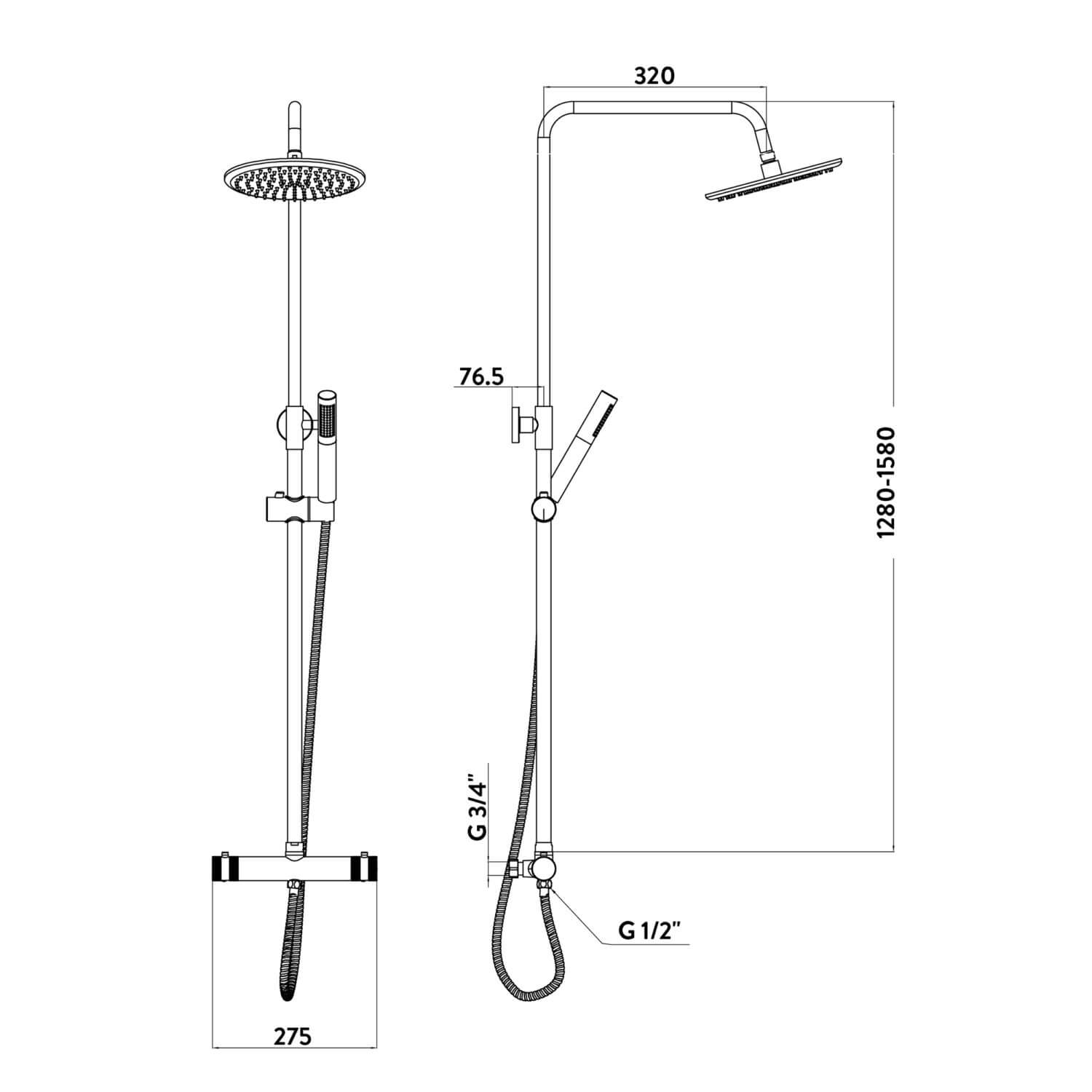 Core Round Rigid Riser Shower - Brushed Brass NU-021_4