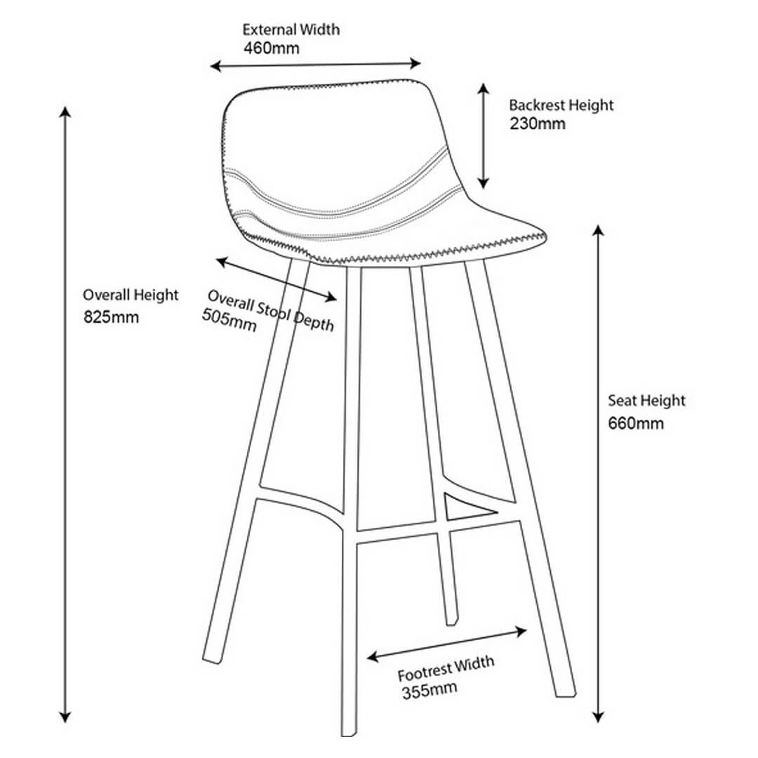 AURORA-Antico-Bar-Stool-Brown-66cm-Dimensions