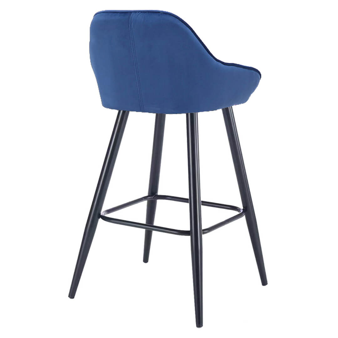 AURORA-Velluto-Velvet-Bar-Stool-Grey-Rear-Angled