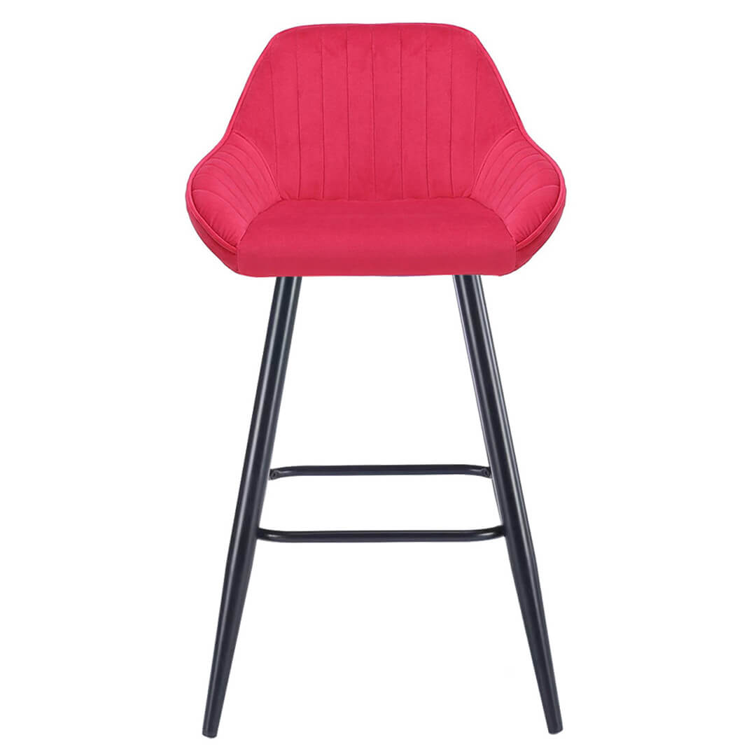AURORA-Velluto-Velvet-Bar-Stool-Blush-Red-Front