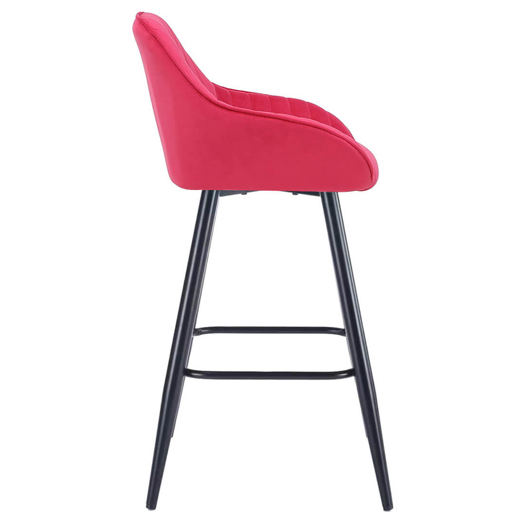 AURORA-Velluto-Velvet-Bar-Stool-Blush-Red-Left-Side