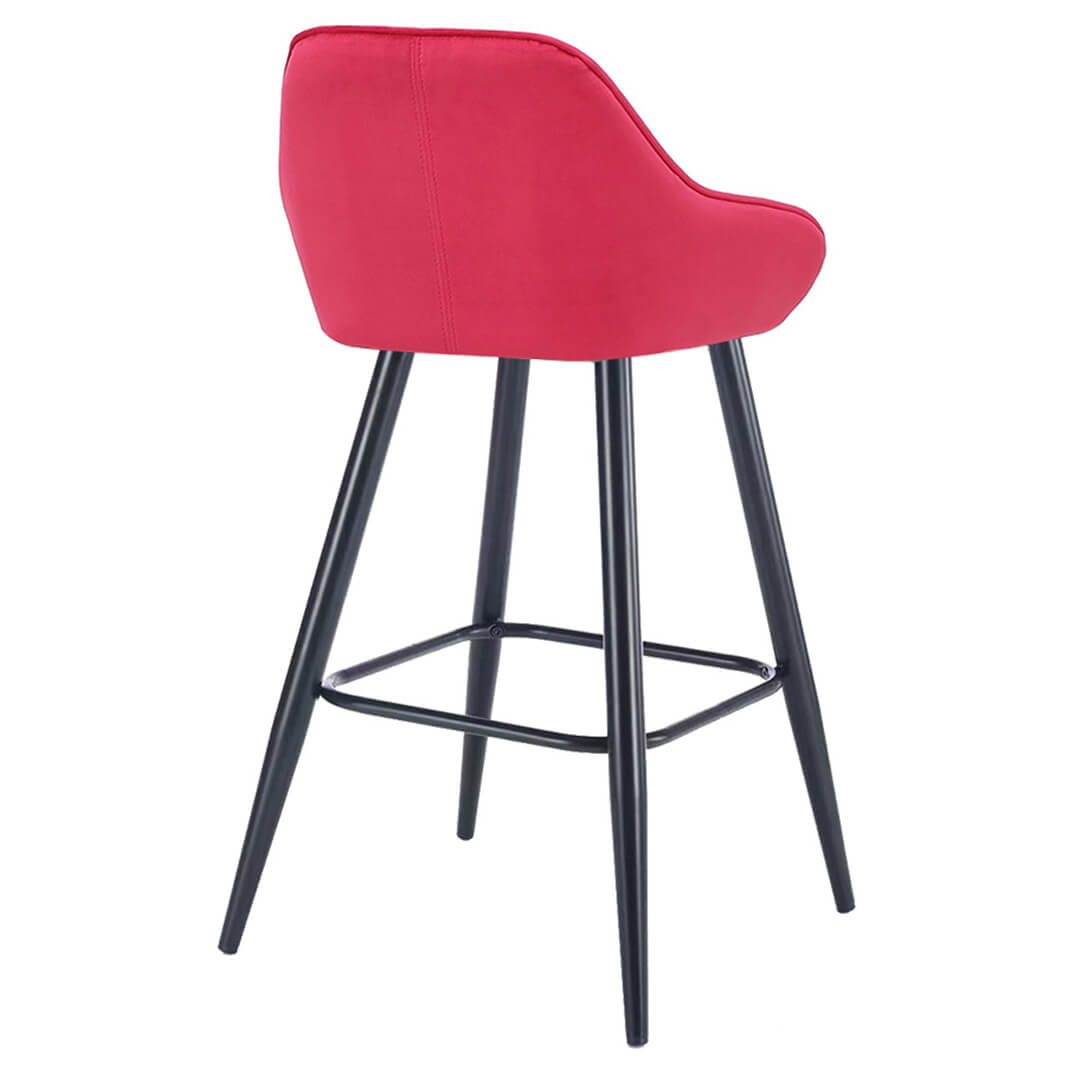 AURORA-Velluto-Velvet-Bar-Stool-Blush-Red-Rear-Angled