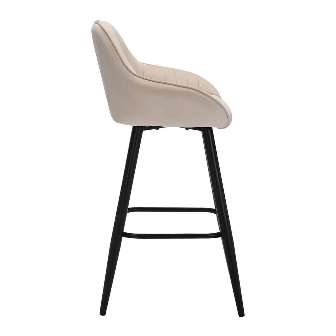 AURORA-Velluto-Velvet-Bar-Stool-Cream-Left-Side