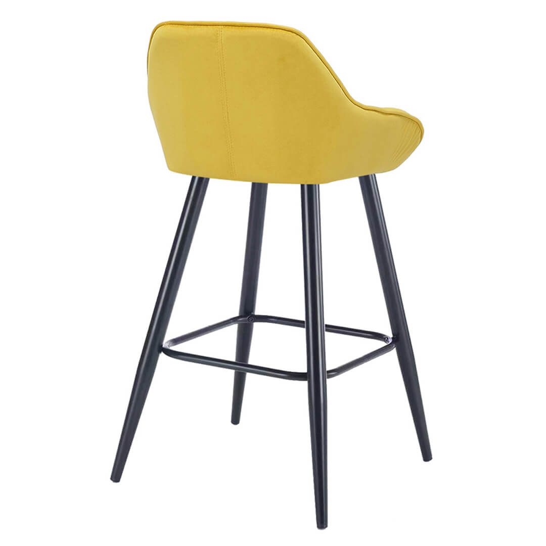 AURORA-Velluto-Velvet-Bar-Stool-Mustard-Rear-Angle