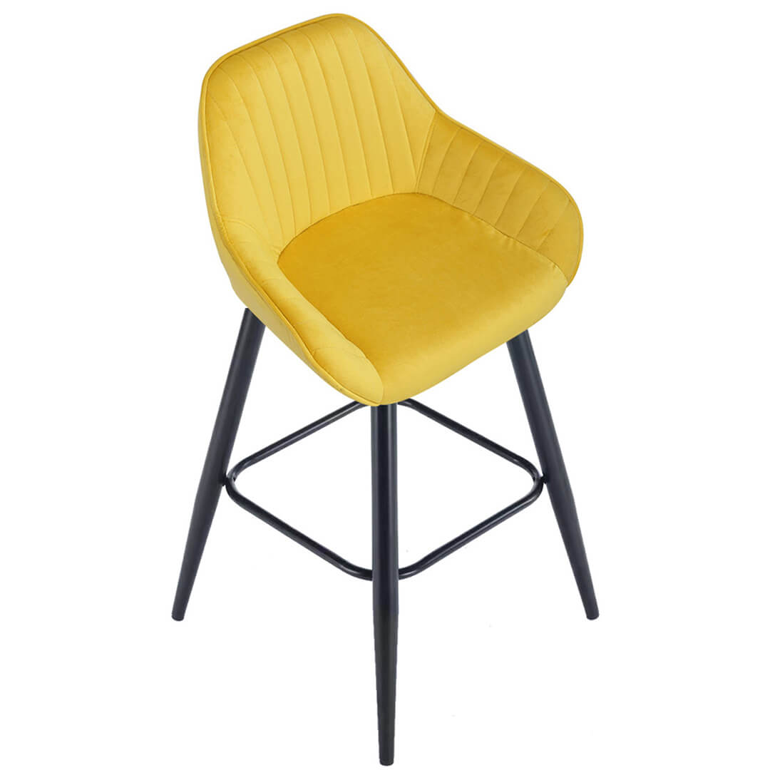 AURORA-Velluto-Velvet-Bar-Stool-Mustard-Above