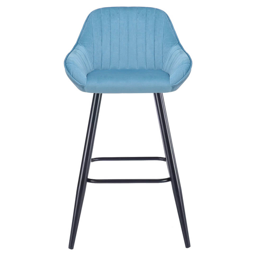 AURORA-Velluto-Velvet-Bar-Stool-Pastel-Blue-Front