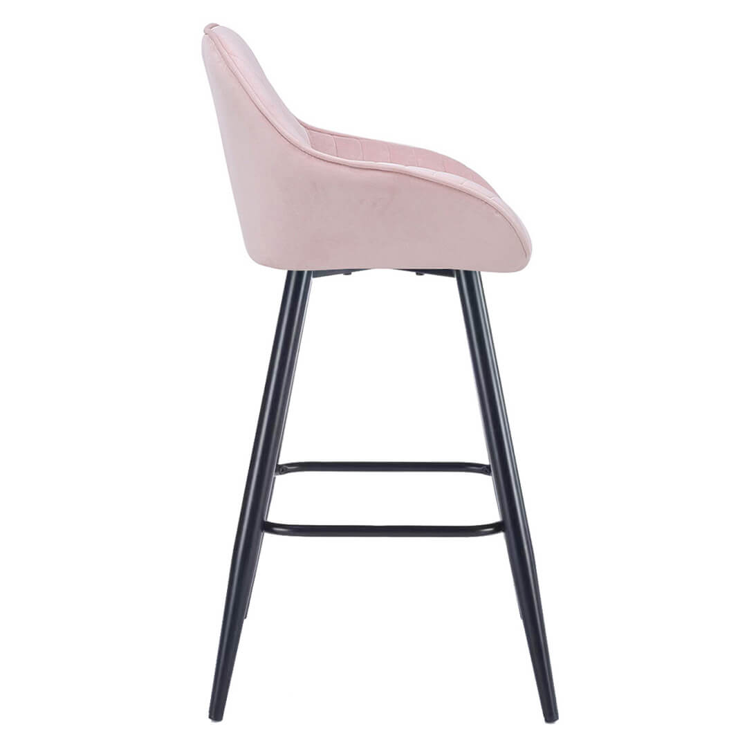 AURORA-Velluto-Velvet-Bar-Stool-Pink-Left-Side