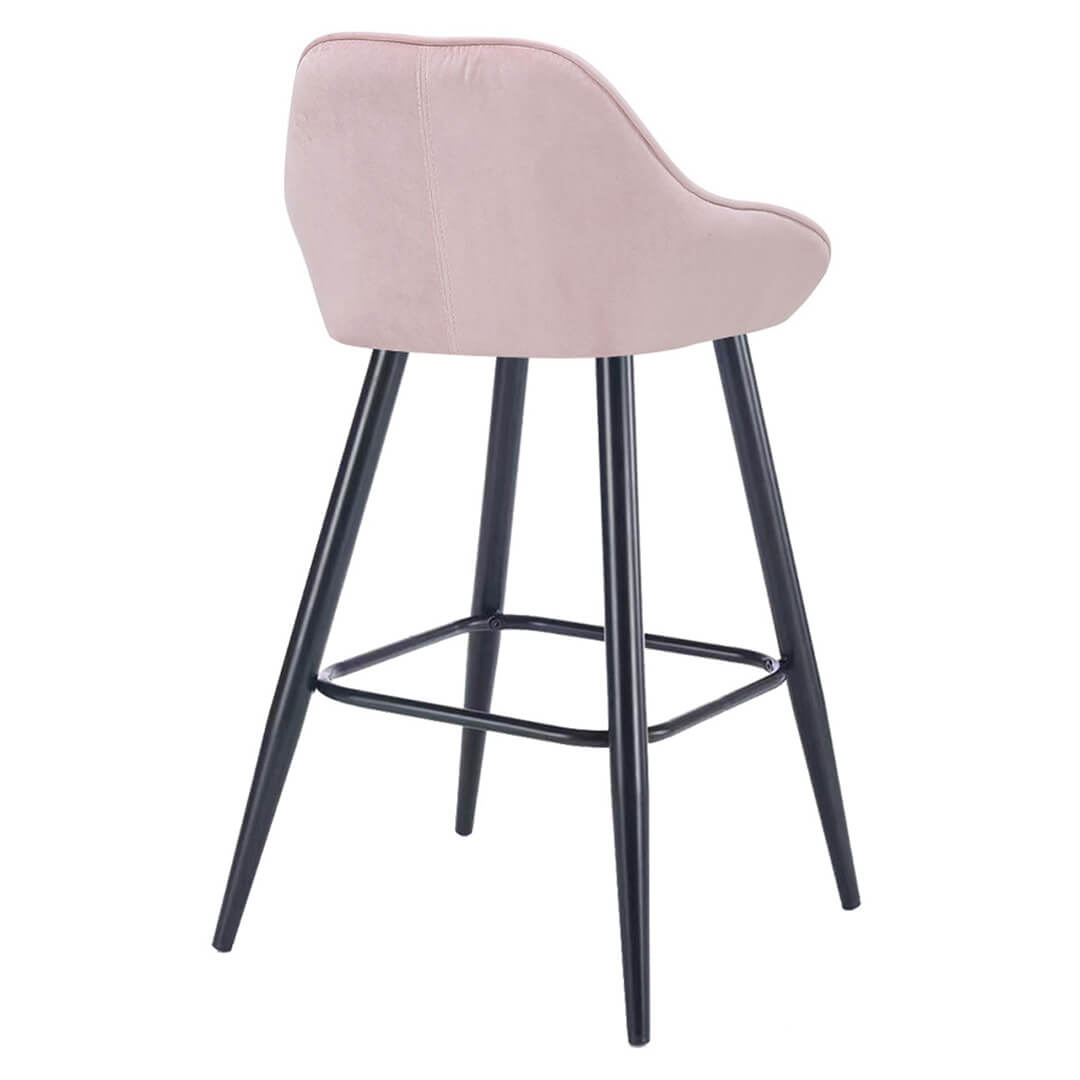 AURORA-Velluto-Velvet-Bar-Stool-Pink-Rear-Angle