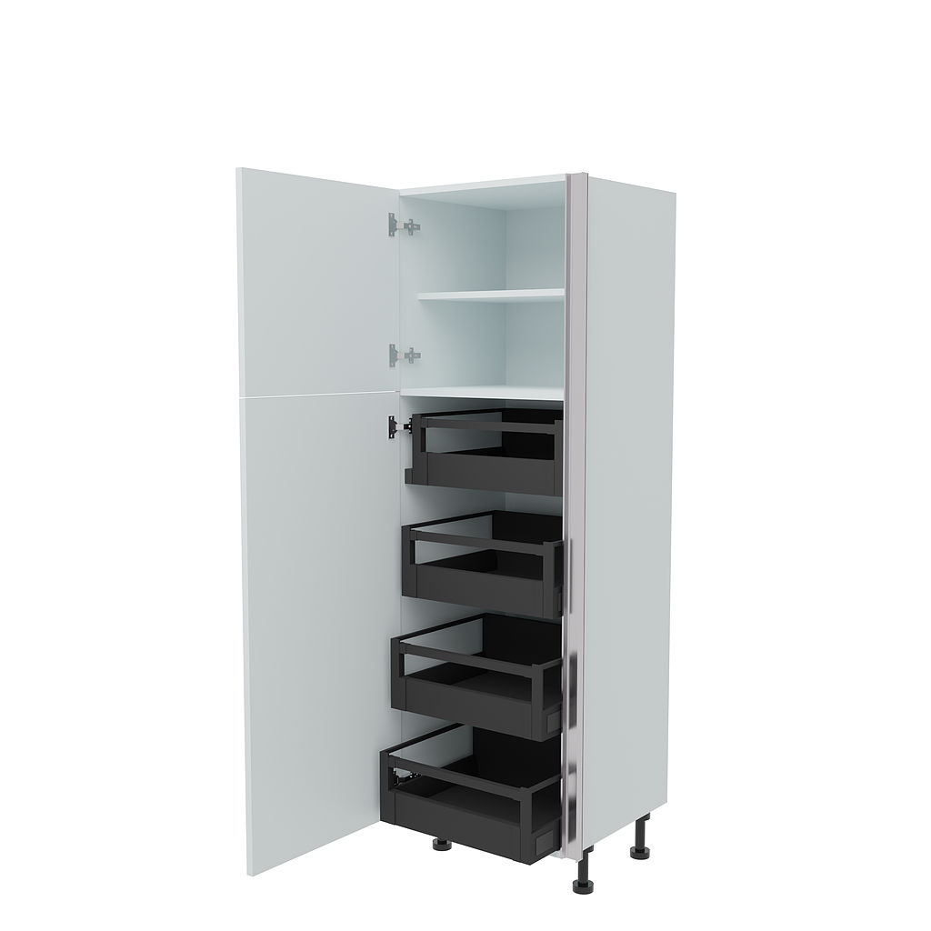 600mm True Handleless Larder Unit with 4 x Internal Drawers - LH Hinge (Low)