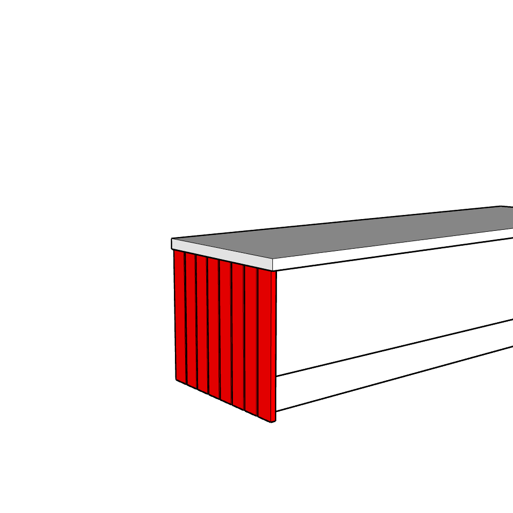 Burwood (Premium Colours) Base End Panel - T&G - Half Height - 530 x 625 x 18mm