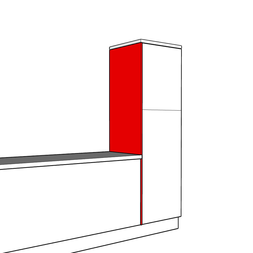 Tenby Inline Tall End Panel - Plain - Medium Larder Height - 1970 x 625 x 18mm