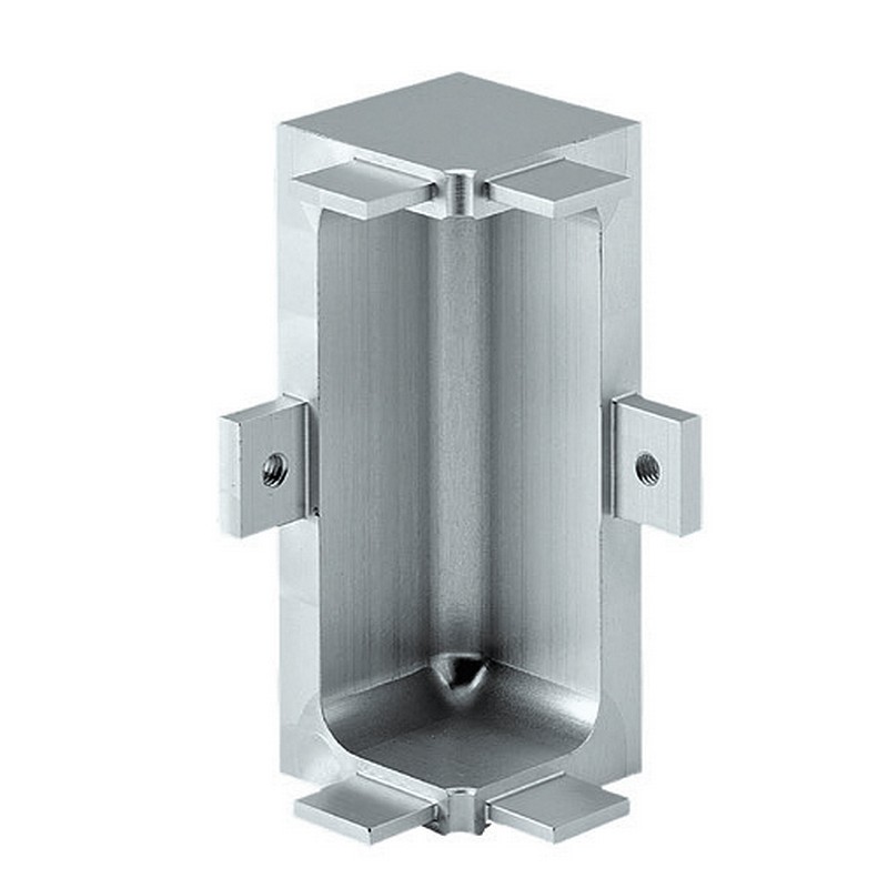 Mid Profile Internal Corner Joint for True Handleless - Silver Anodised