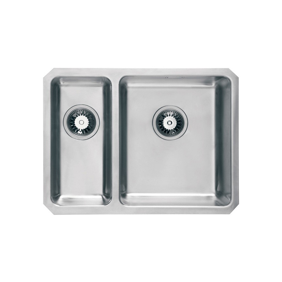 Brett 1.5 bowl Brushed Steel Undermount Sink - RH Main Bowl