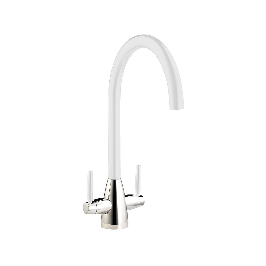 Balaya White and Chrome Twin Lever Mixer Tap