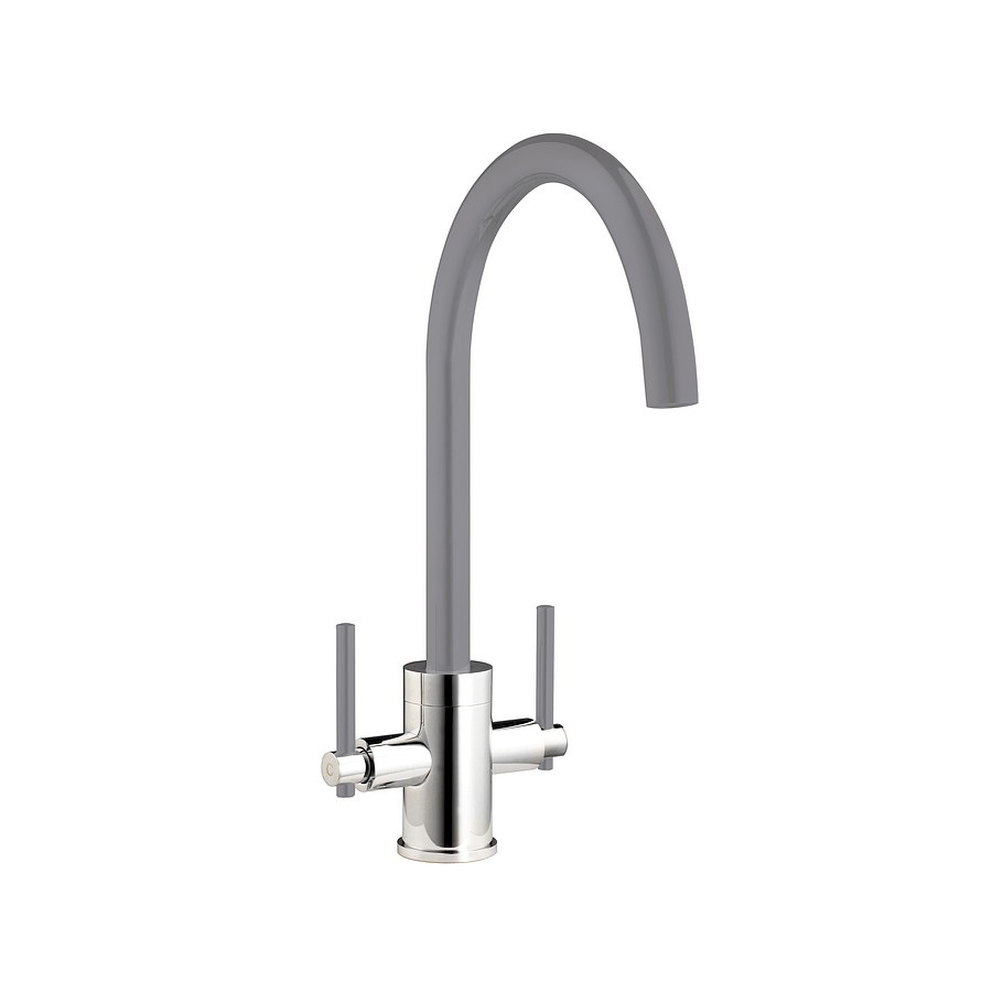 Dnieper Grey and Chrome Twin Lever Mixer Tap