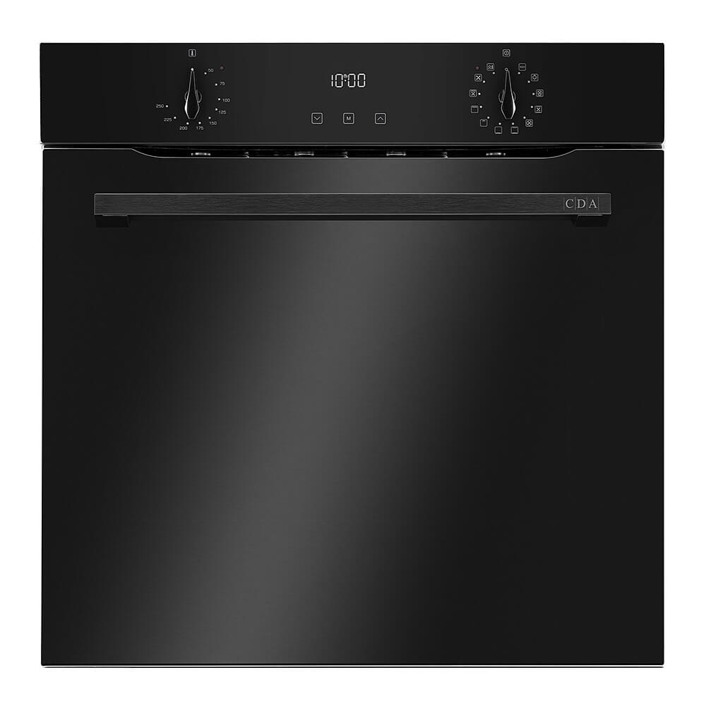 CDA SL300BL Twelve Function Single Fan Oven, LED Clock & Timer, Soft Close Door, Black