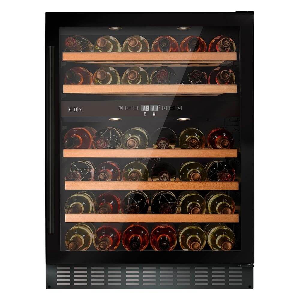 CDA FWC604BL 600mm Under Counter Wine Cooler, Black, 45 Bottle
