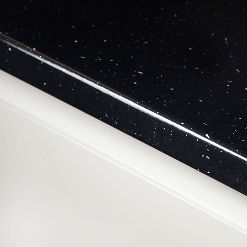 Black Sparkle Andromeda - Gloss - 38mm Round Edge Laminate Worktop