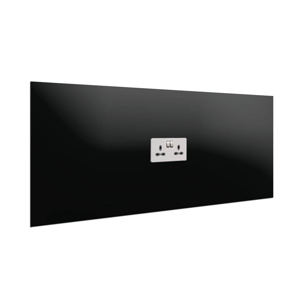 Aurora Painted Glass Splashback - 400mm High with 1 x Socket Cutout - Black