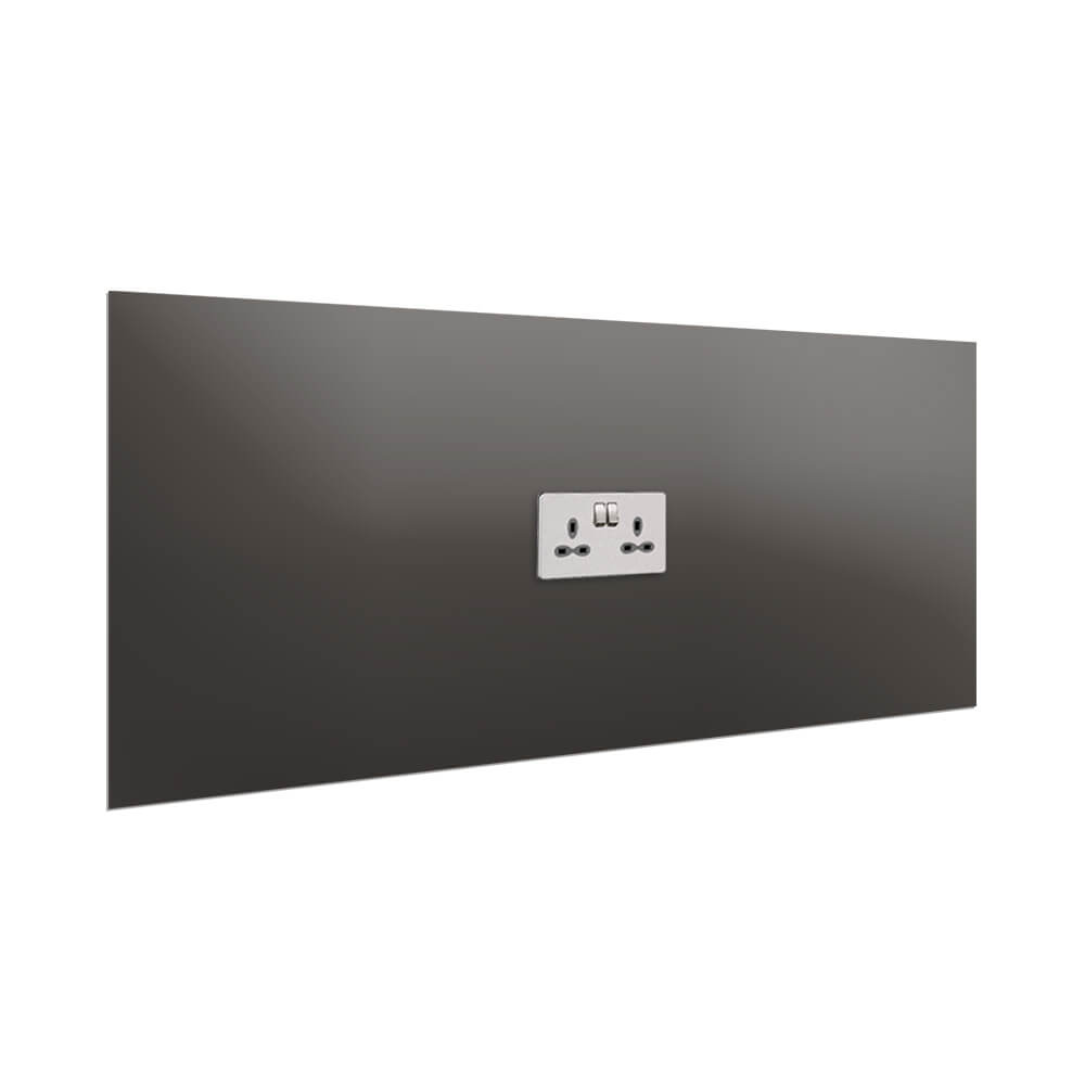 Aurora Painted Glass Splashback - 400mm High with 1 x Socket Cutout - Graphite
