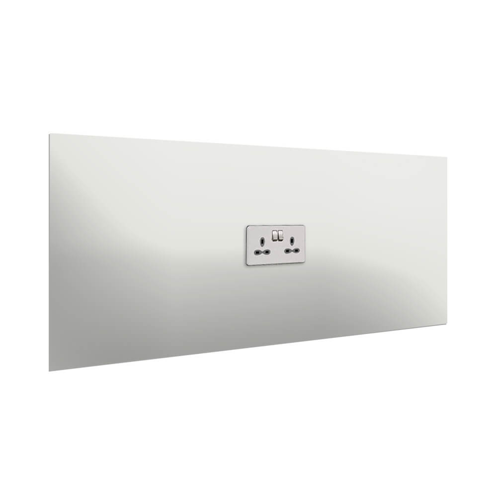 Aurora Painted Glass Splashback - 400mm High with 1 x Socket Cutout - Light Grey