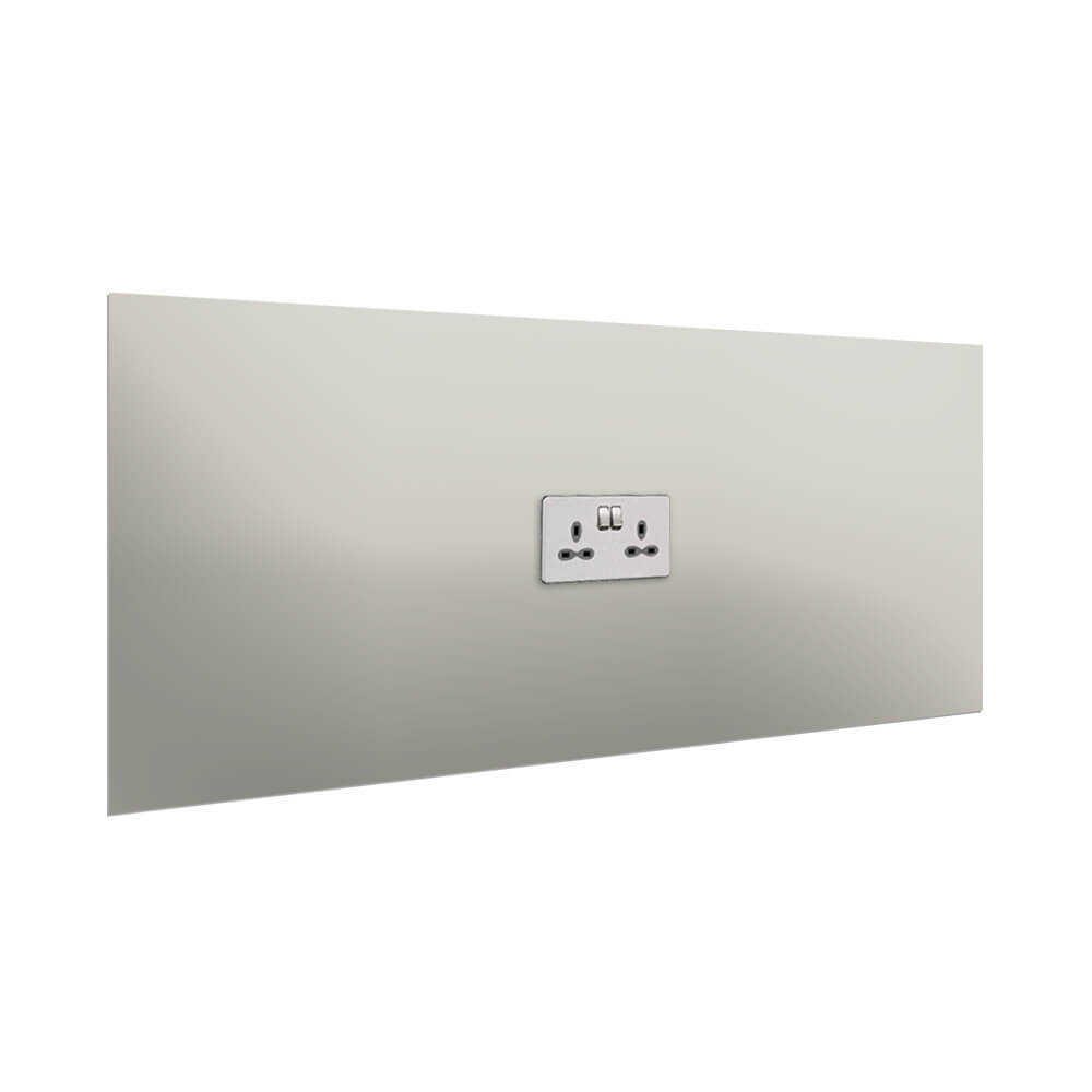 Aurora Painted Glass Splashback - 400mm High with 1 x Socket Cutout - Pebble