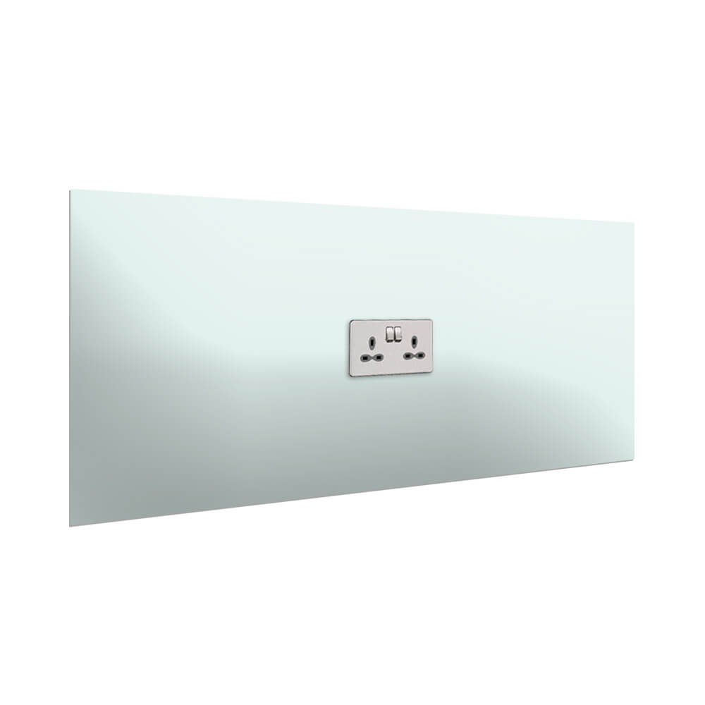 Aurora Painted Glass Splashback - 400mm High with 1 x Socket Cutout - Powder Blue