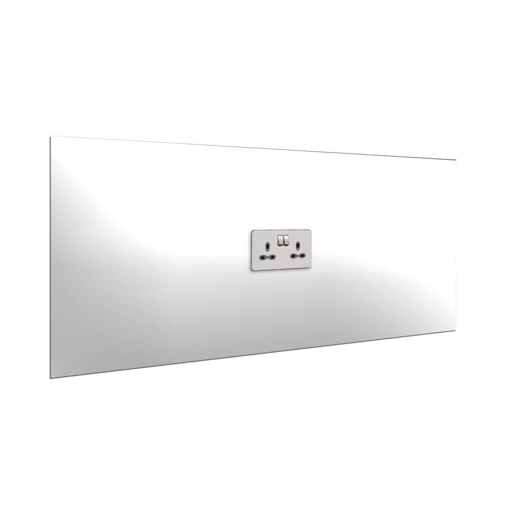 Aurora Painted Glass Splashback - 400mm High with 1 x Socket Cutout - White