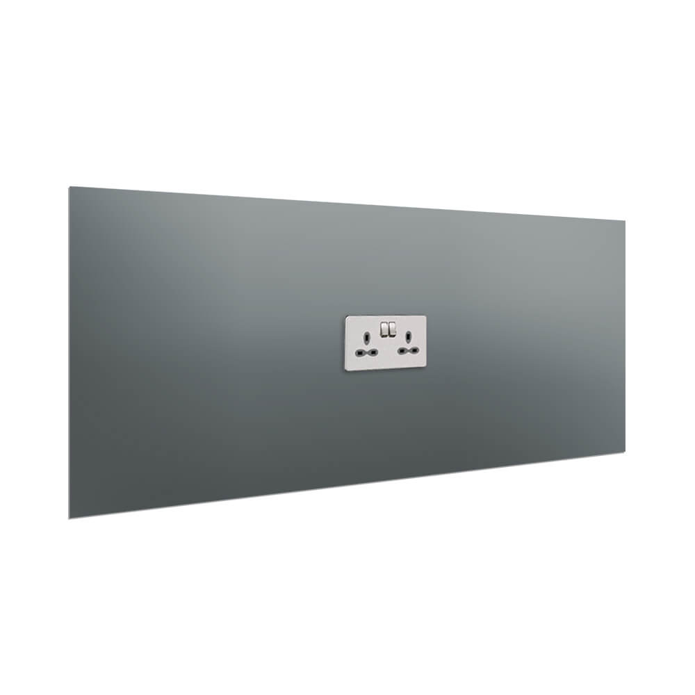 Aurora Painted Glass Splashback - 400mm High with 1 x Socket Cutout - Wolf Grey