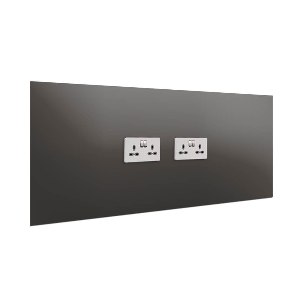 Aurora Painted Glass Splashback - 400mm High with 2 x Socket Cutouts - Graphite