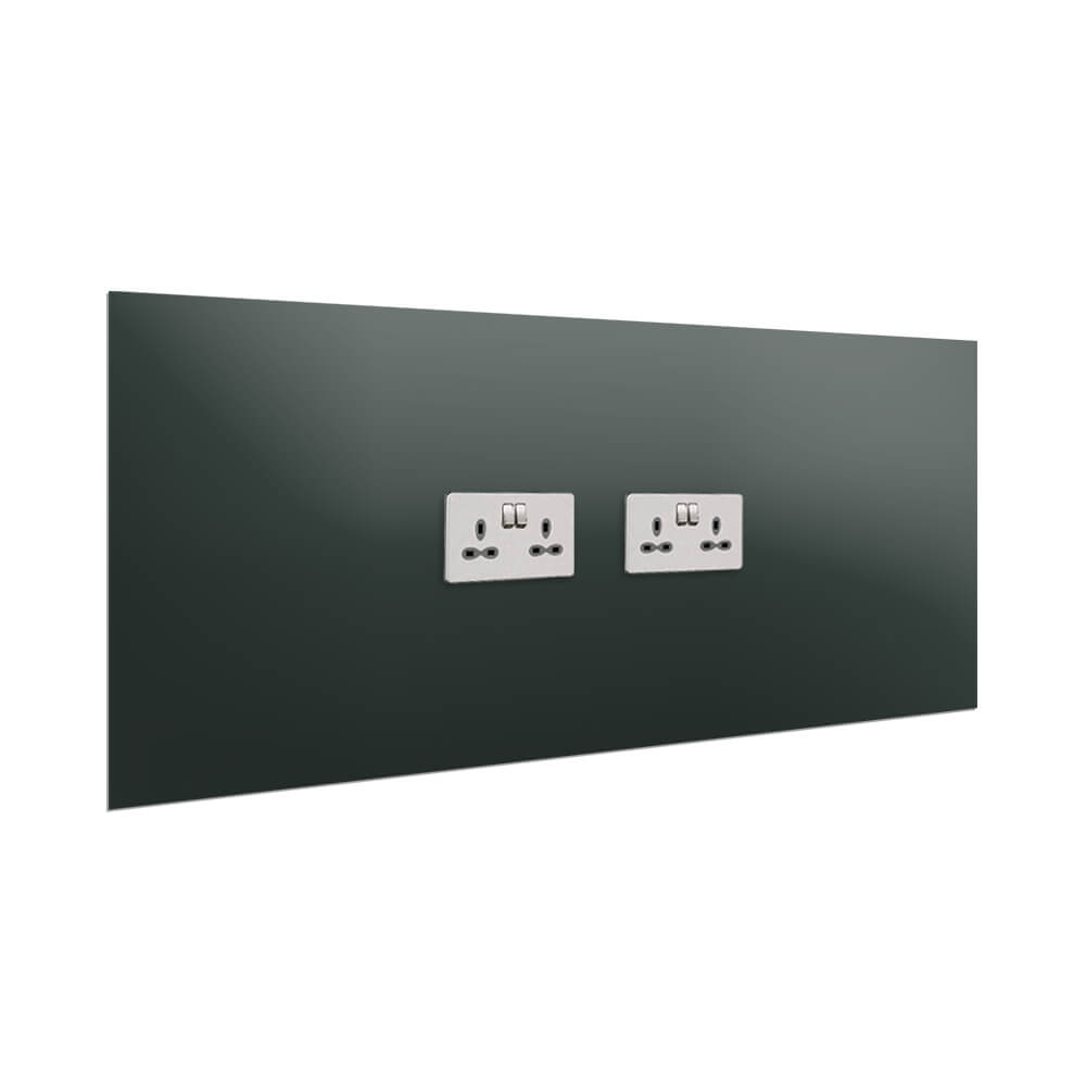 Aurora Painted Glass Splashback - 400mm High with 2 x Socket Cutouts - Heritage Green