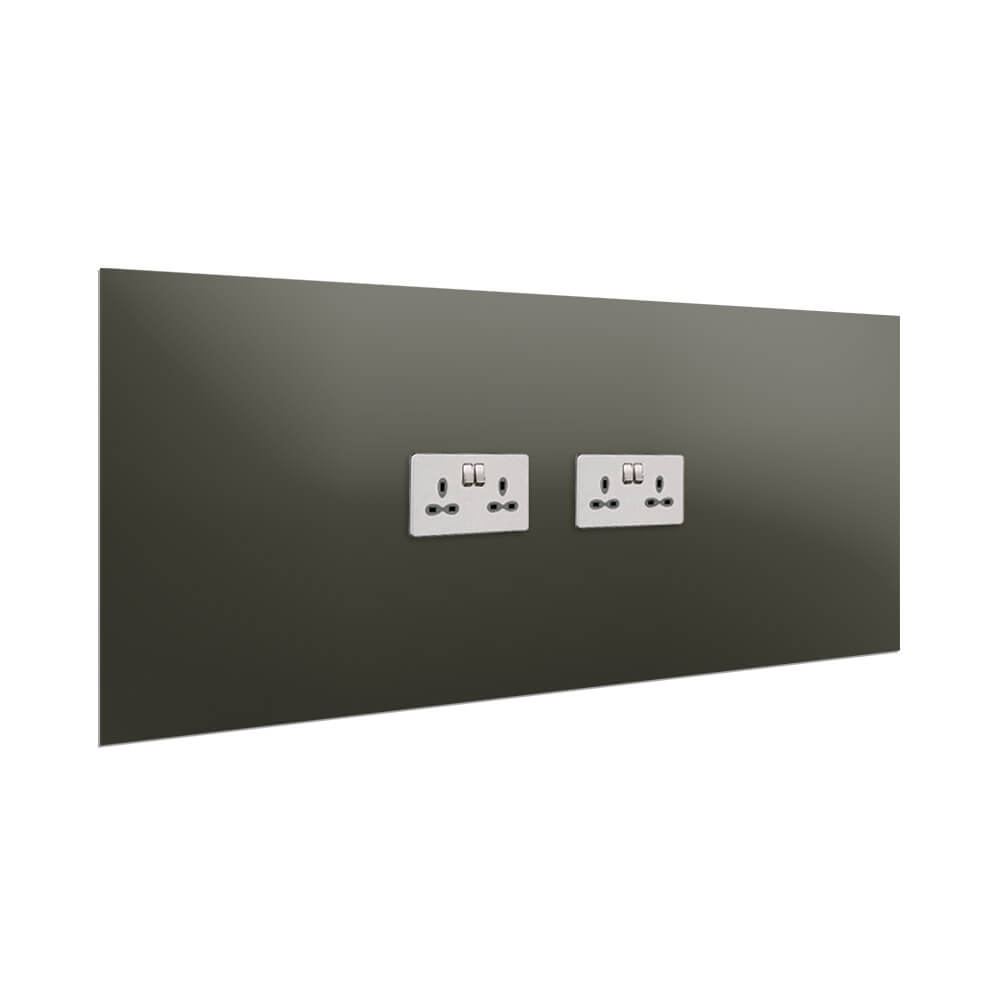 Aurora Painted Glass Splashback - 400mm High with 2 x Socket Cutouts - Lava