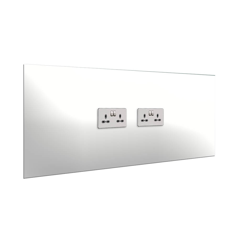 Aurora Painted Glass Splashback - 400mm High with 2 x Socket Cutouts - White