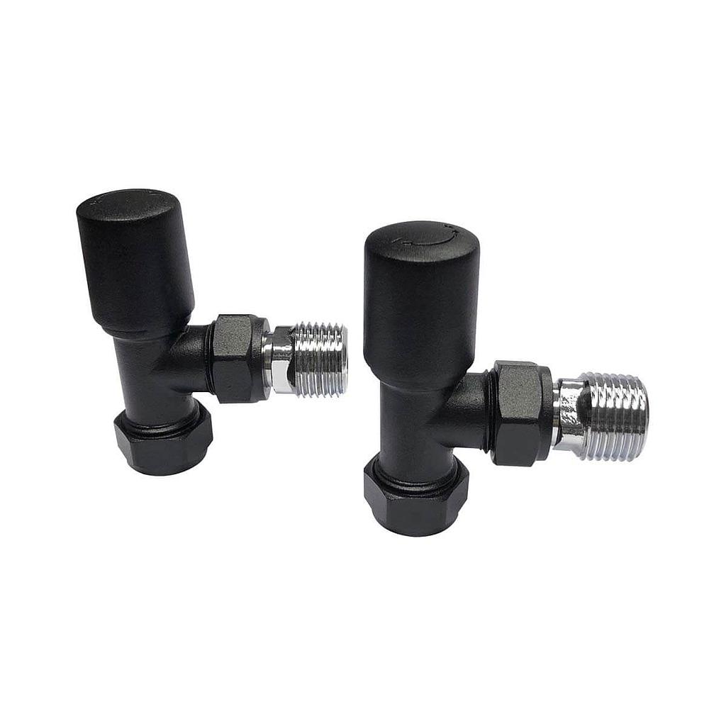 Black Modern Towel Rail Valves Angled (Pair)