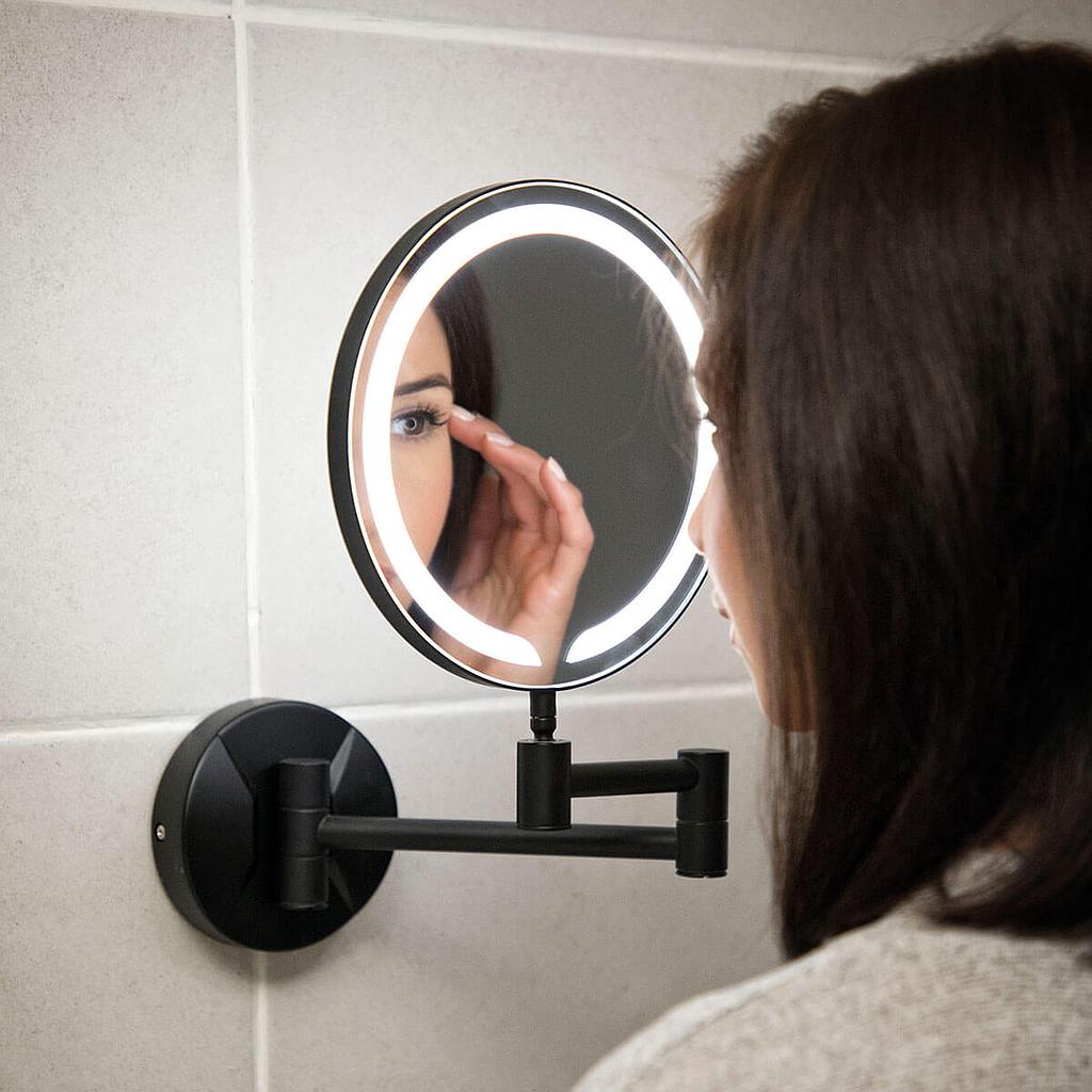 Black Round make up LED Mirror Wall Mounted