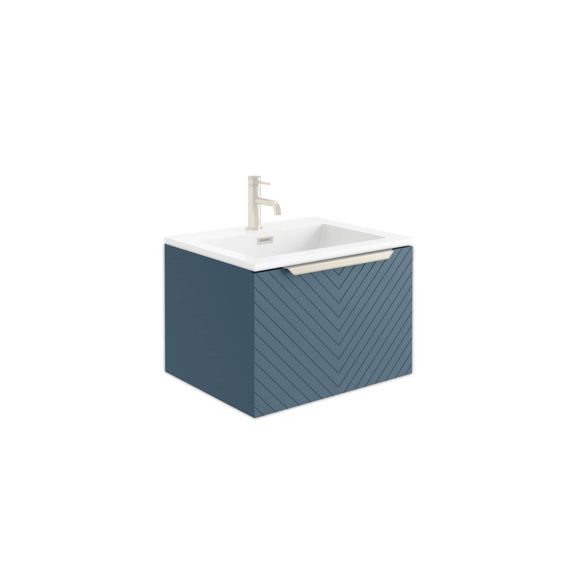 Chevron 600mm Basin Cabinet - Blue (Component)