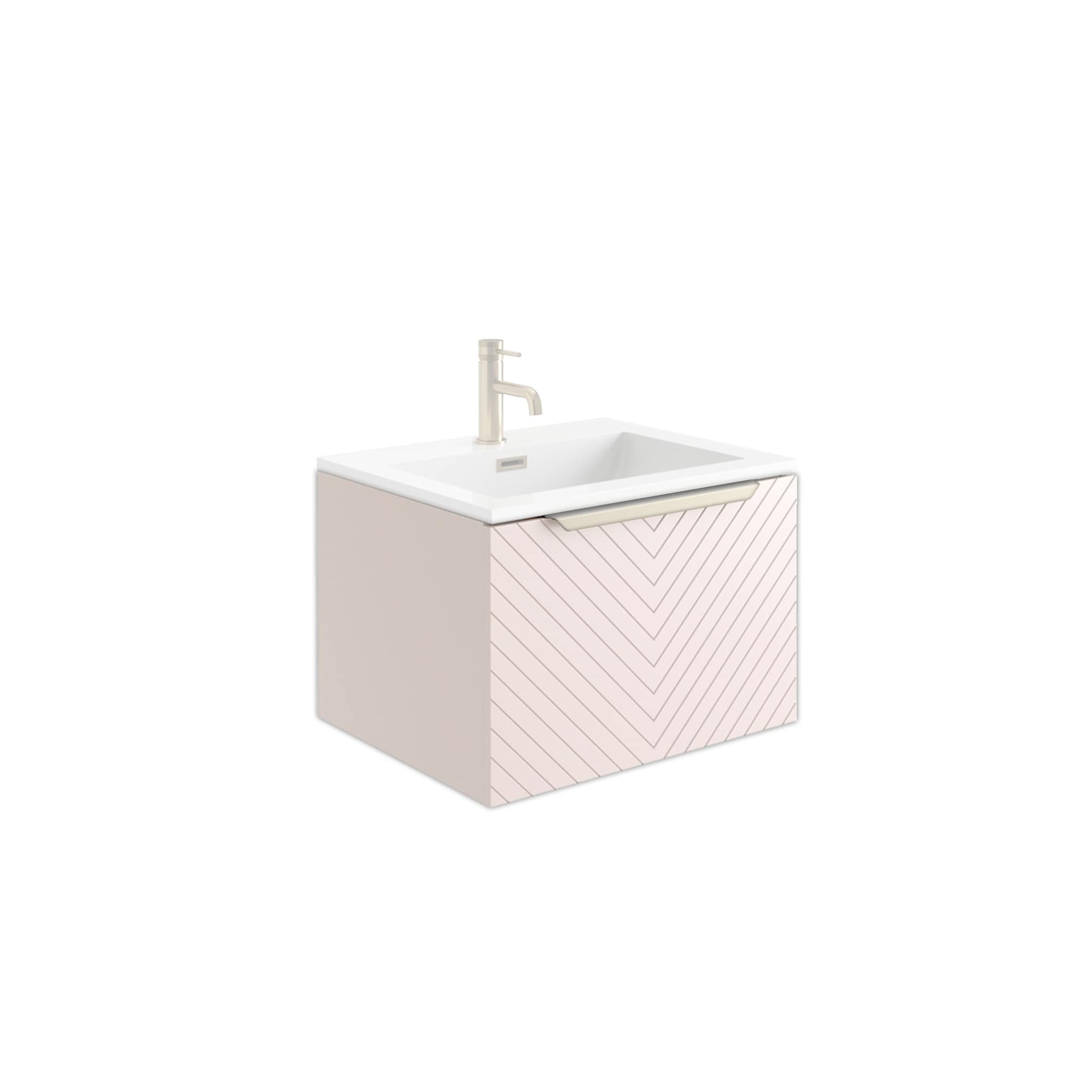 Chevron 600mm Basin Cabinet - Pink (Component)