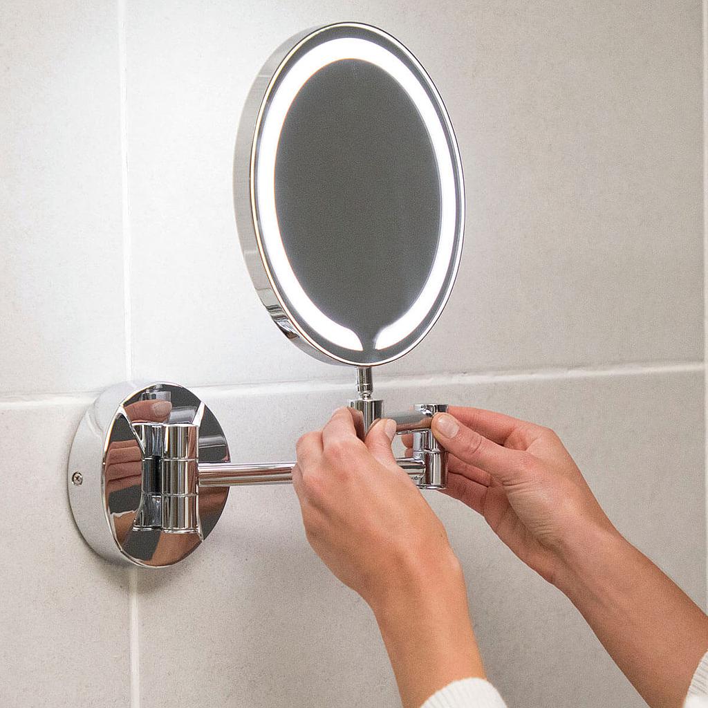 Chrome Round make up LED Mirror Wall Mounted