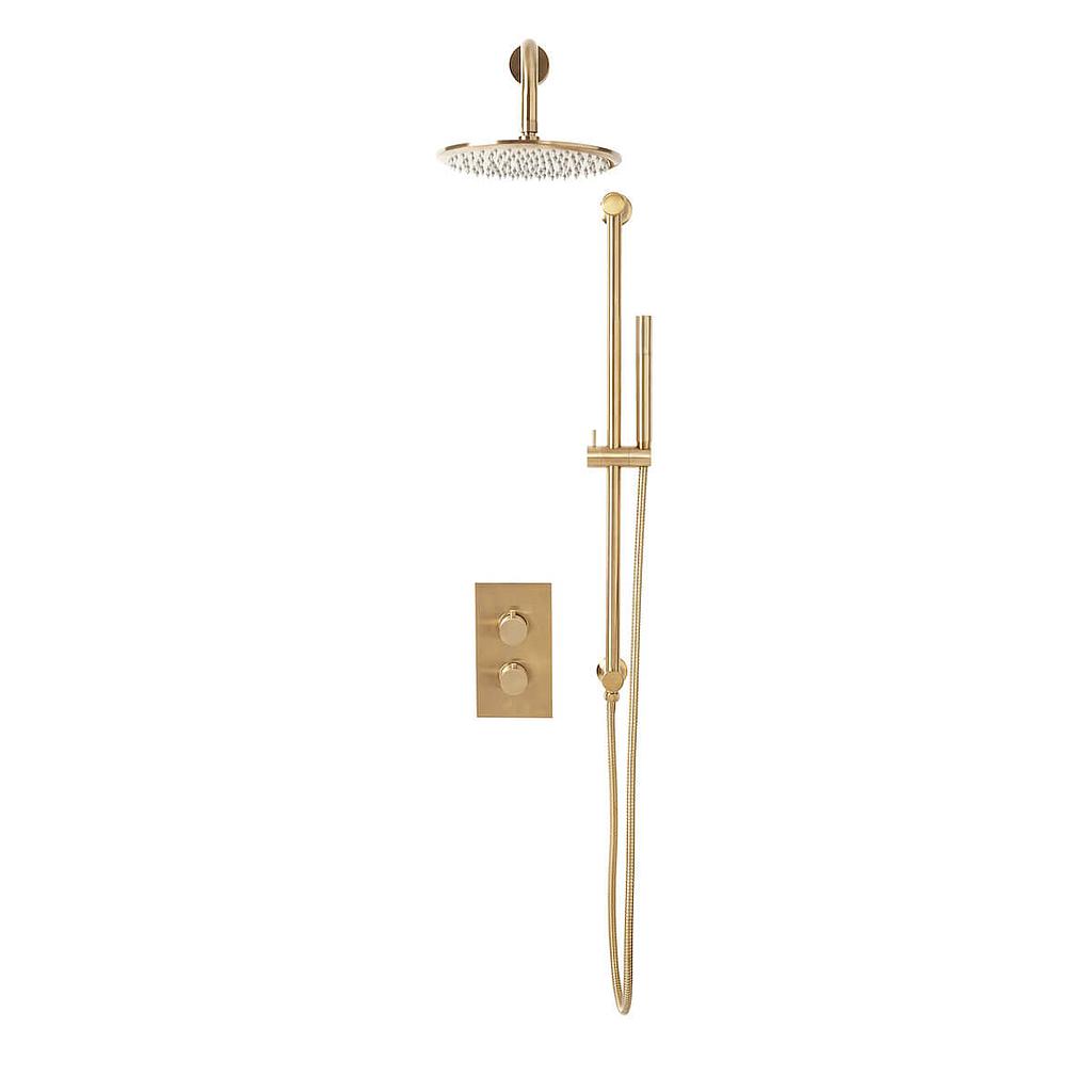 Core Round handle head & handset Riserkit - Brushed Brass