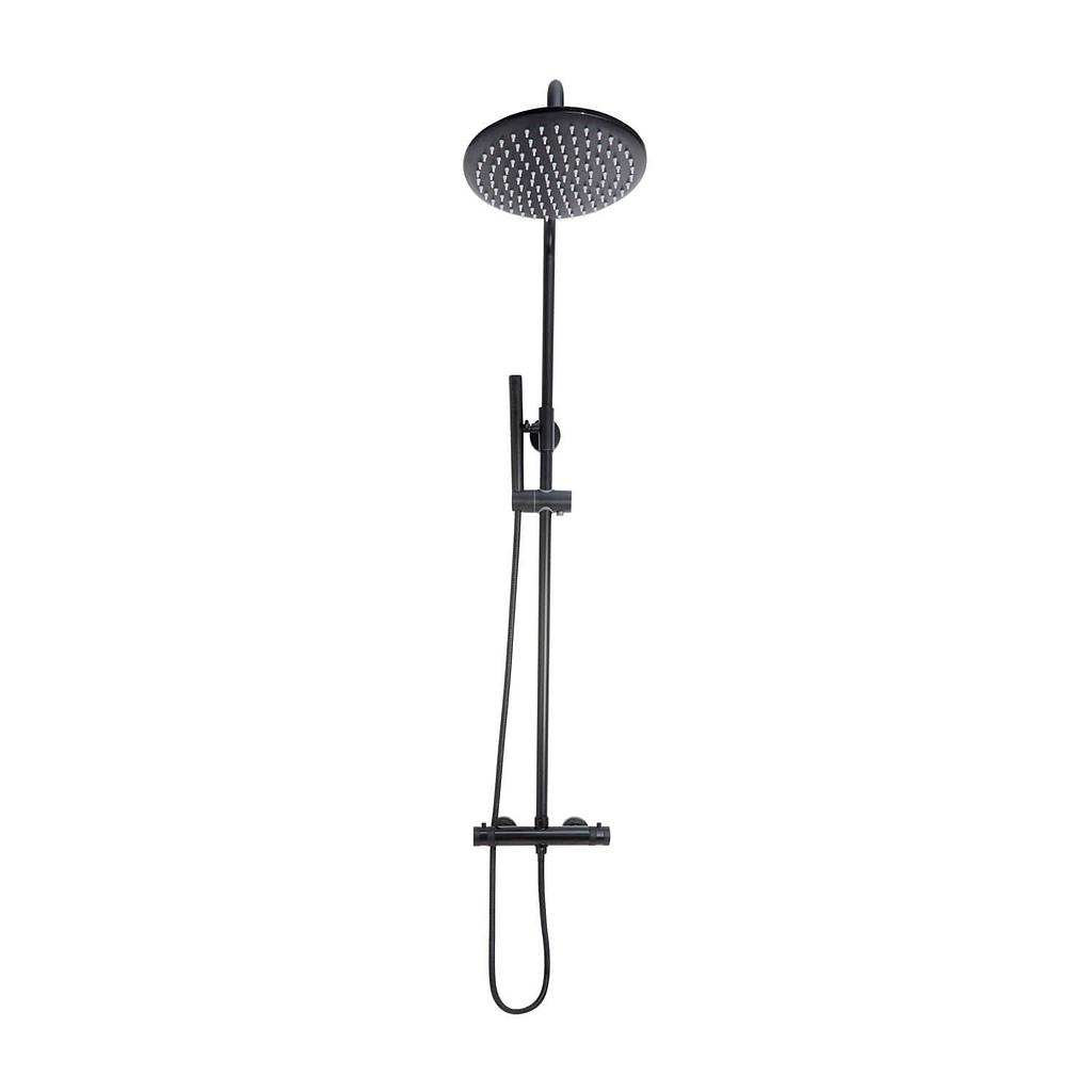 Core Round Rigid Riser Shower - Black