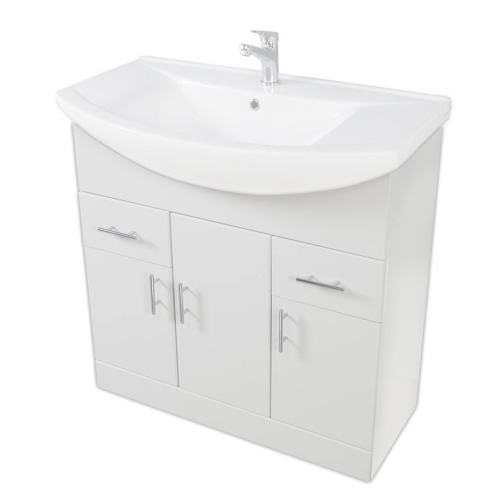 Lanza 850mm Basin Unit - Gloss White (Component)