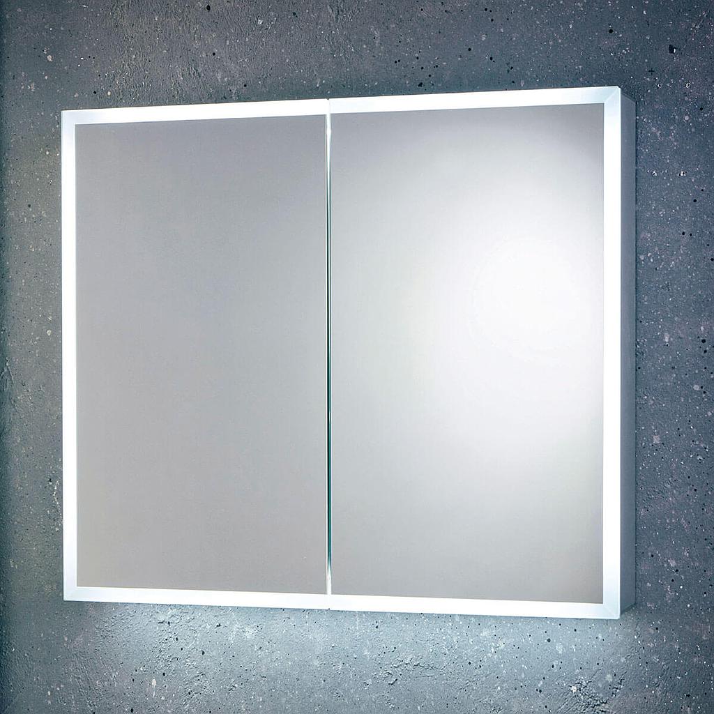 Mia LED Double Door Mirror Cabinet with Demister Pad & Shaver Socket - 600mm (wide) x 700mm (high)