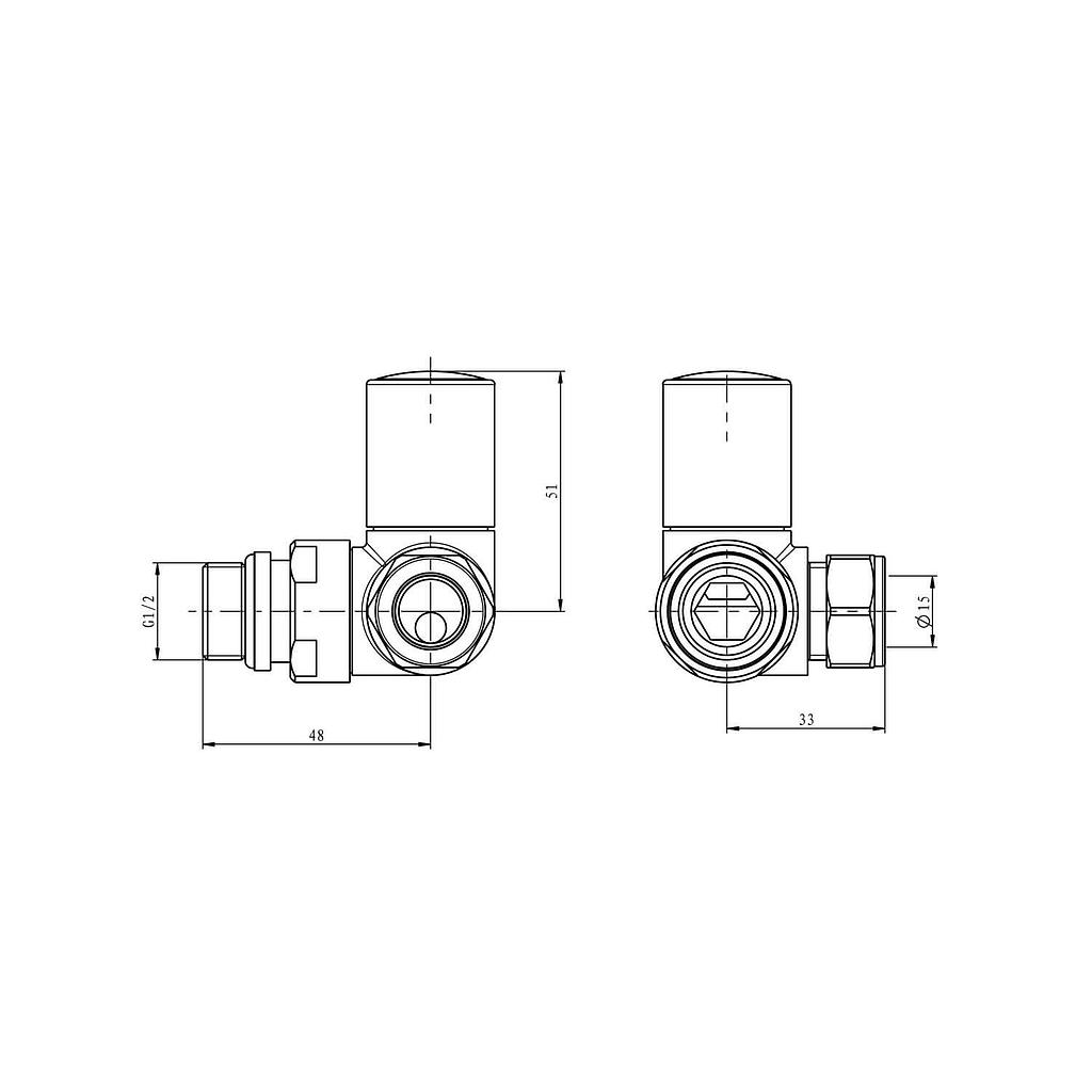Modern Towel Rail Corner Valves (Pair)