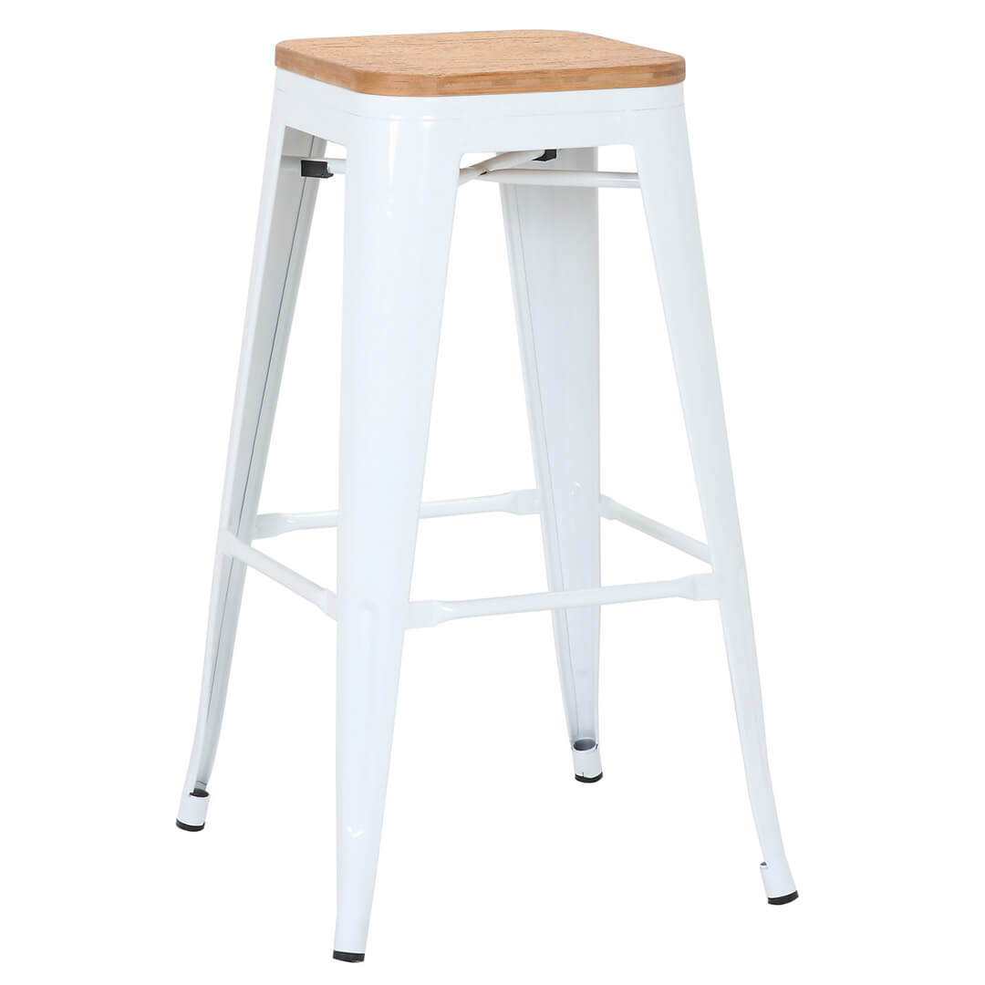 AURORA Tolix Bar Stool - White Natural