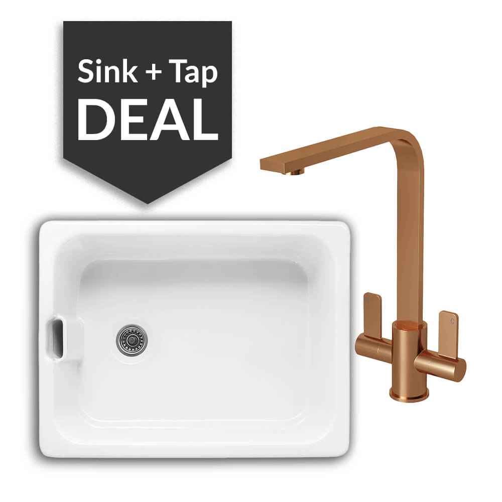 600mm Single Belfast Sink & Mesa Copper Tap Pack
